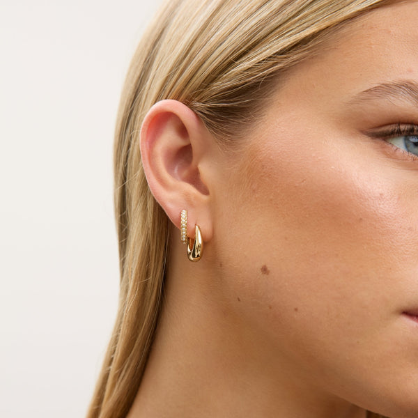 Jon Richard Gold Polished and Pearl Hoops - Pack of 2