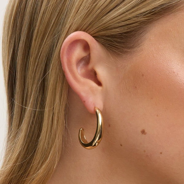 Jon Richard Gold Plated Polished Large Curve Hoops