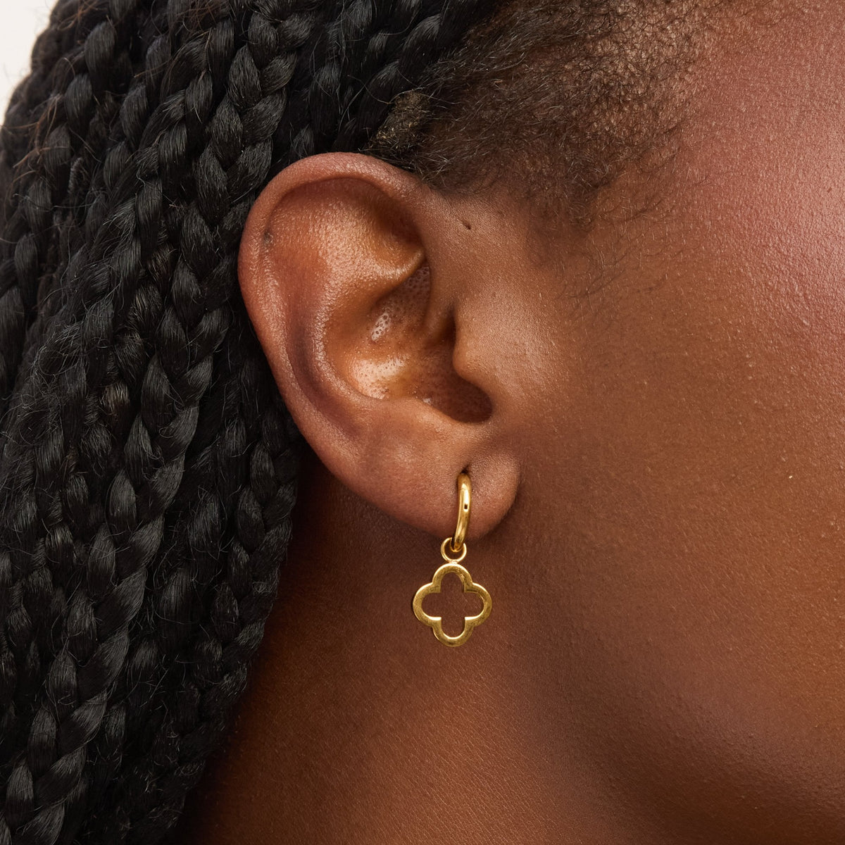 Jon Richard Waterproof Gold Plated Clover Huggie Hoops