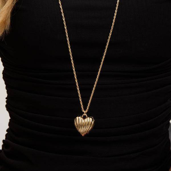Jon Richard Gold Plated Ridge Heart Long Pendant