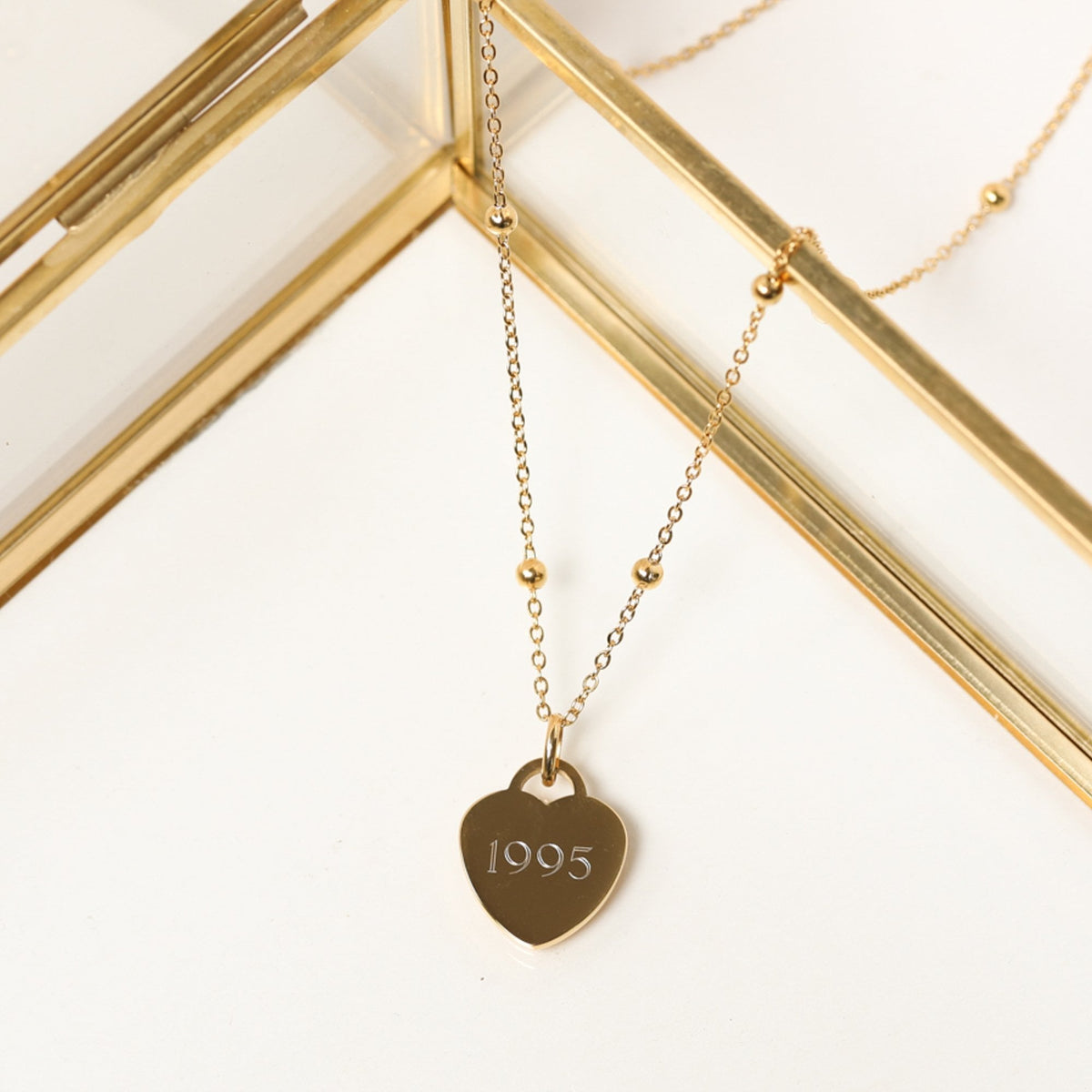 Jon Richard Gold Plated Waterproof Engravable Heart Ball Chain Necklace