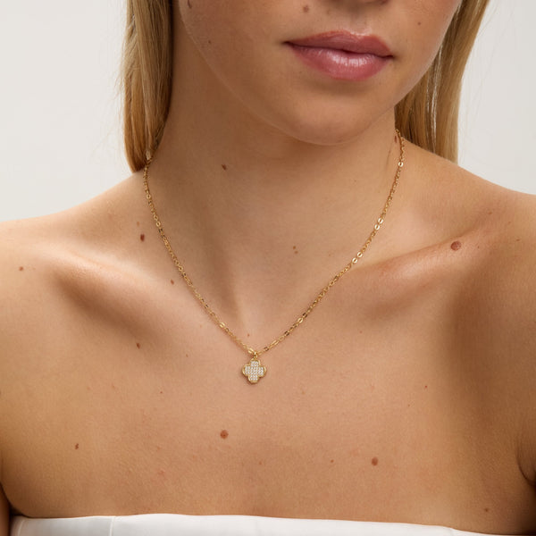Jon Richard Gold Plated Mirco Pave Clover Pendant