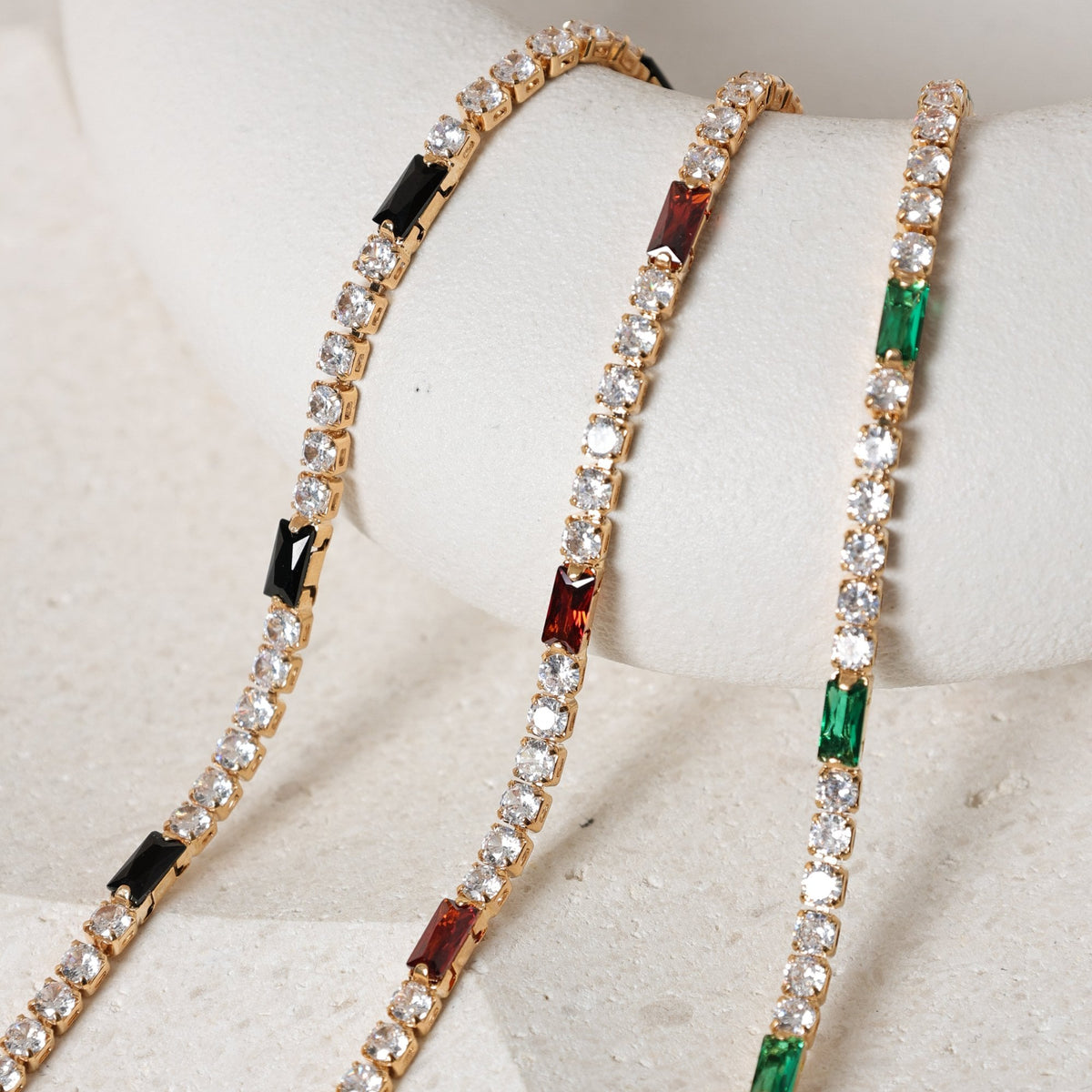 Jon Richard Gold Plated Round Stone and Emerald Tennis Bracelet