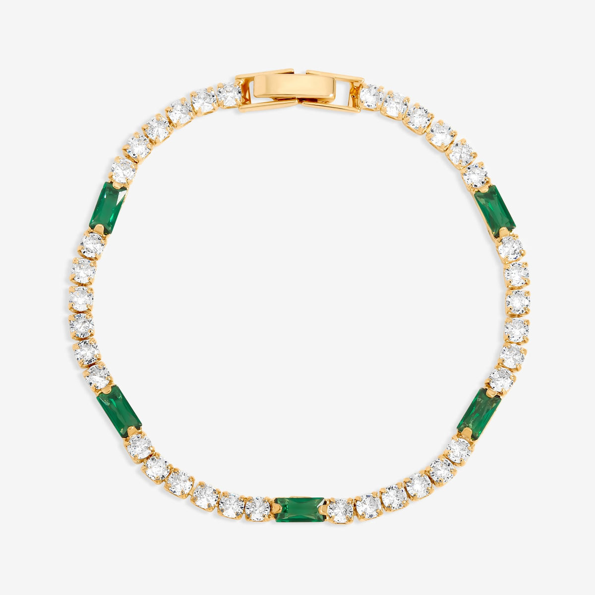 Jon Richard Gold Plated Round Stone and Emerald Tennis Bracelet