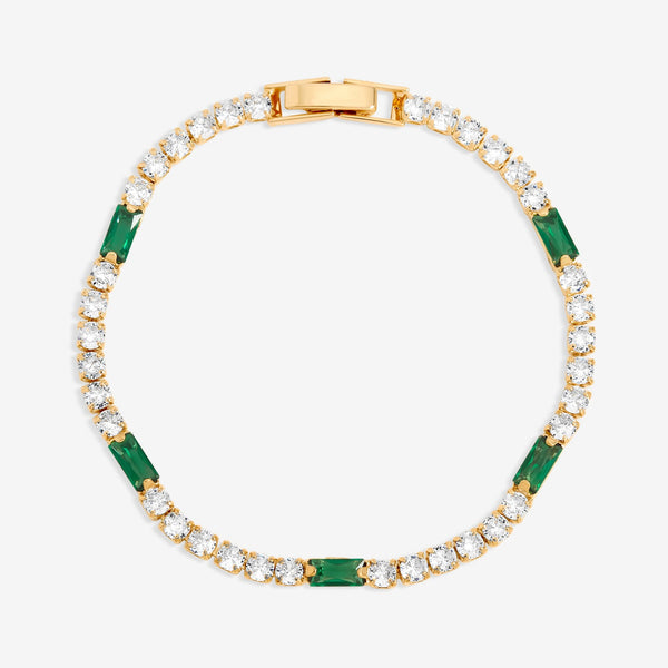 Jon Richard Gold Plated Round Stone and Emerald Tennis Bracelet