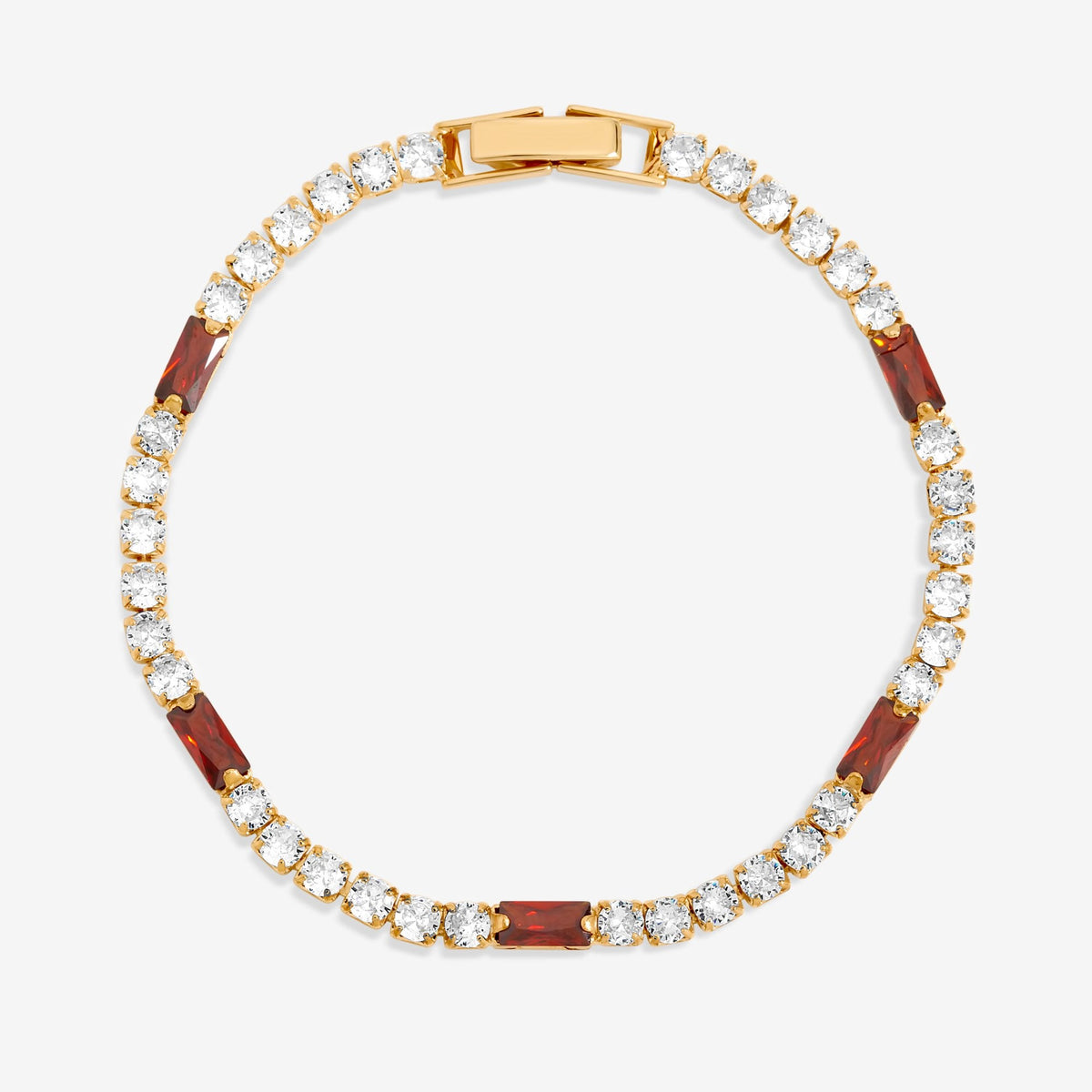 Jon Richard Gold Plated Round Stone and Ruby Tennis Bracelet