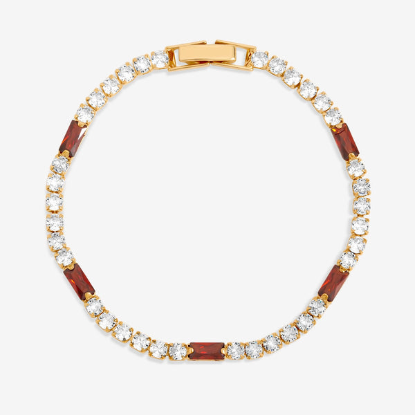 Jon Richard Gold Plated Round Stone and Ruby Tennis Bracelet