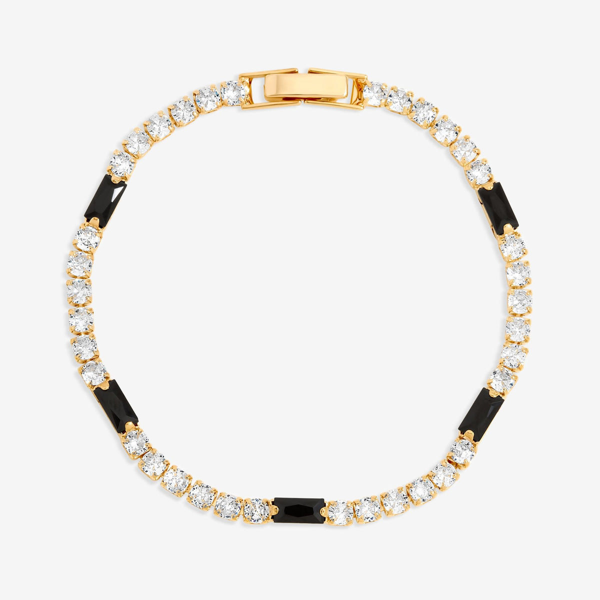 Jon Richard Gold Plated Round Stone and Jet Tennis Bracelet