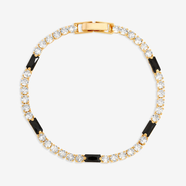 Jon Richard Gold Plated Round Stone and Jet Tennis Bracelet