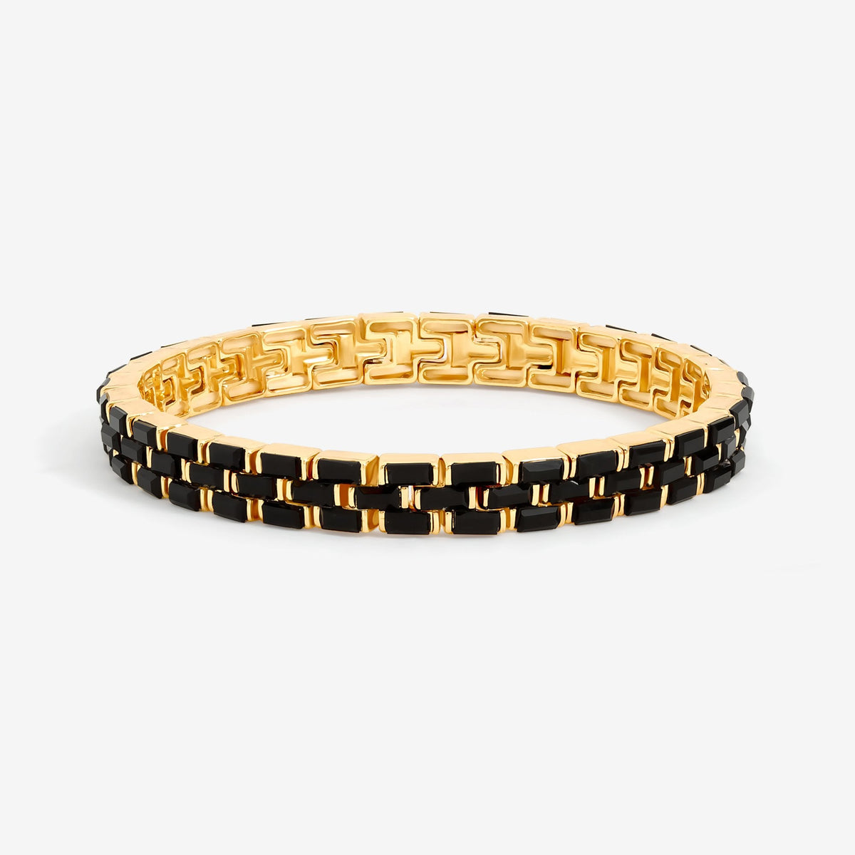 Jon Richard Gold Plated and Jet Crystal Chain Stretch Bracelet