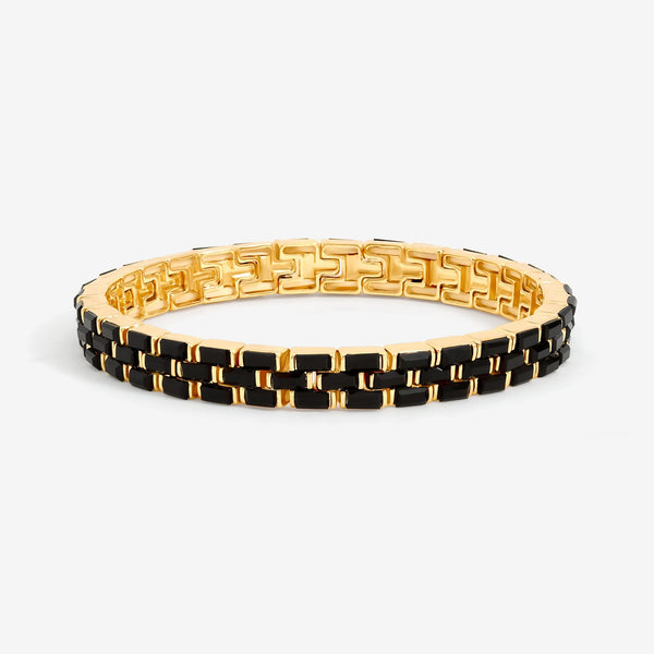 Jon Richard Gold Plated and Jet Crystal Chain Stretch Bracelet