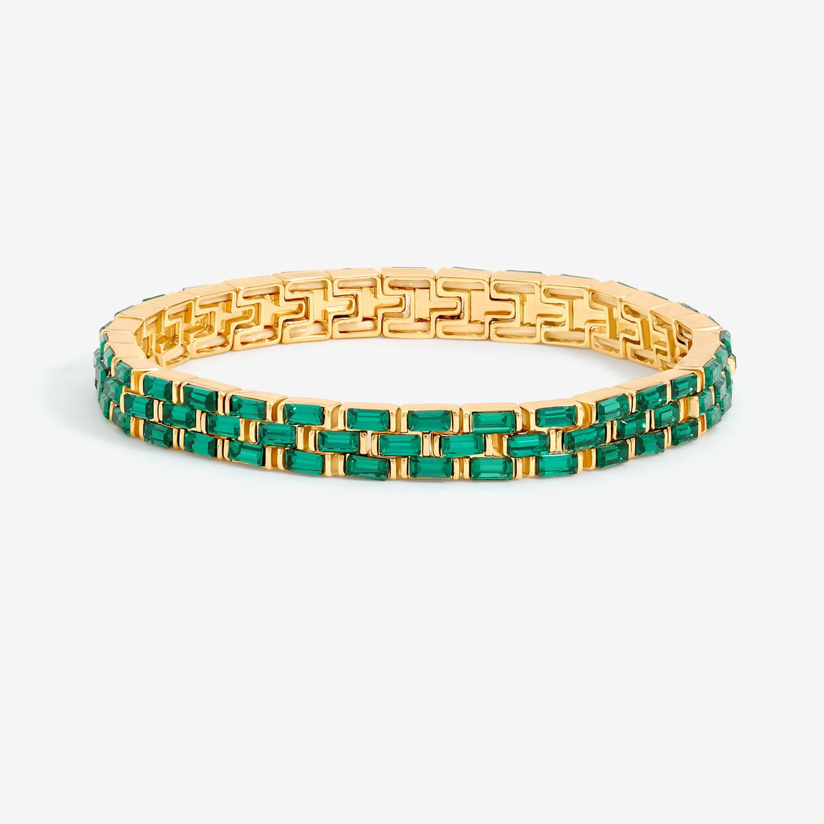 Jon Richard Gold Plated and Emerald Chain Stretch Bracelet
