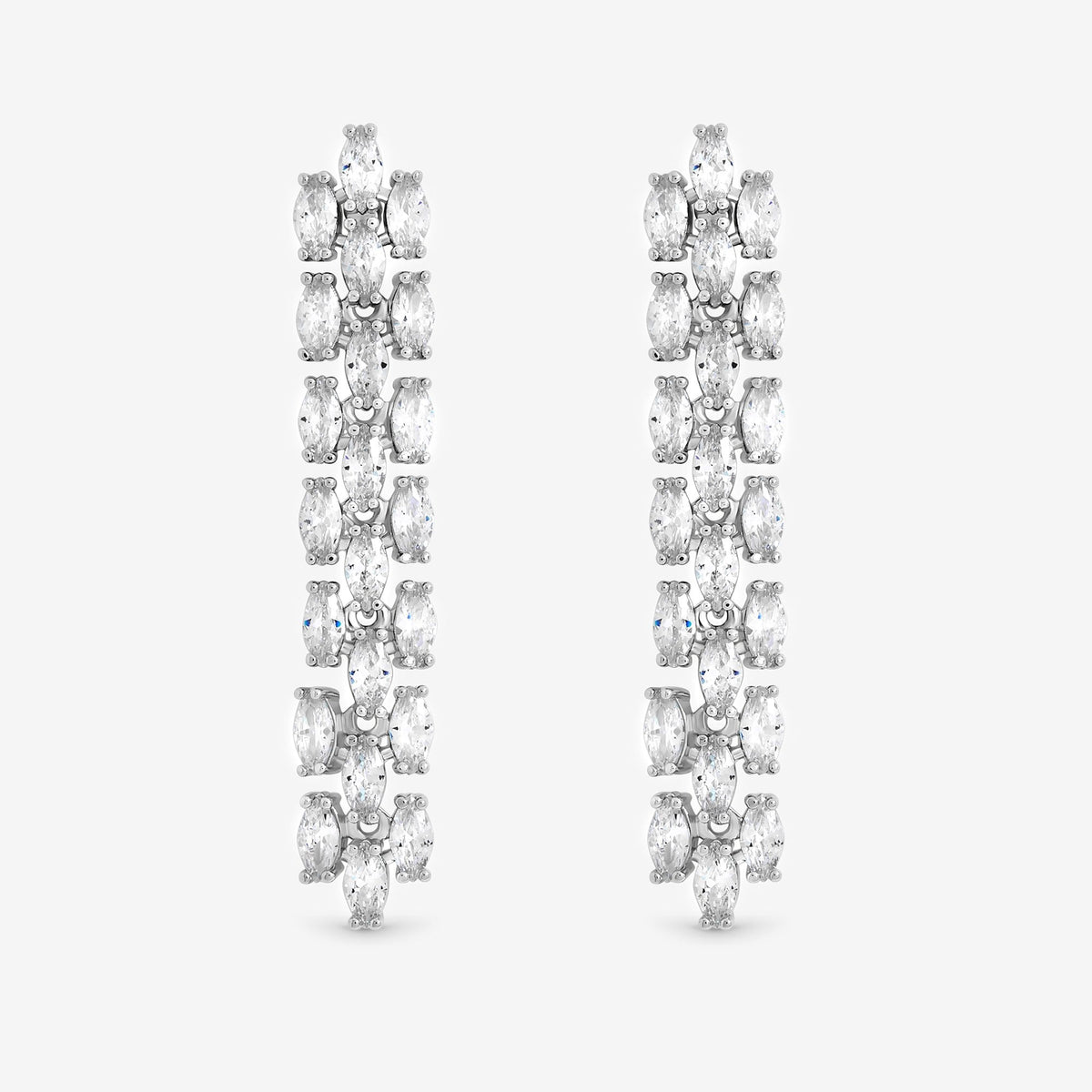 Jon Richard Rhodium Plated and Cubic Zirconia Navette Drop Earring