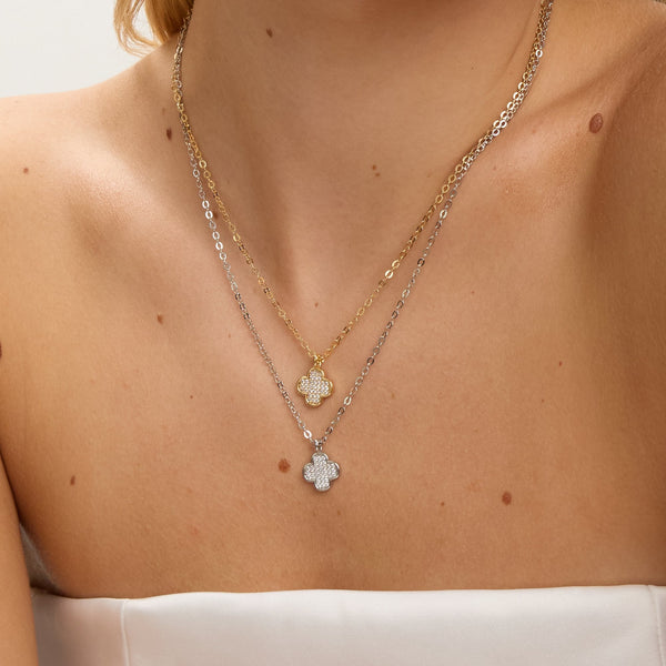 Jon Richard Rhodium Plated Micro Pave Clover Pendant