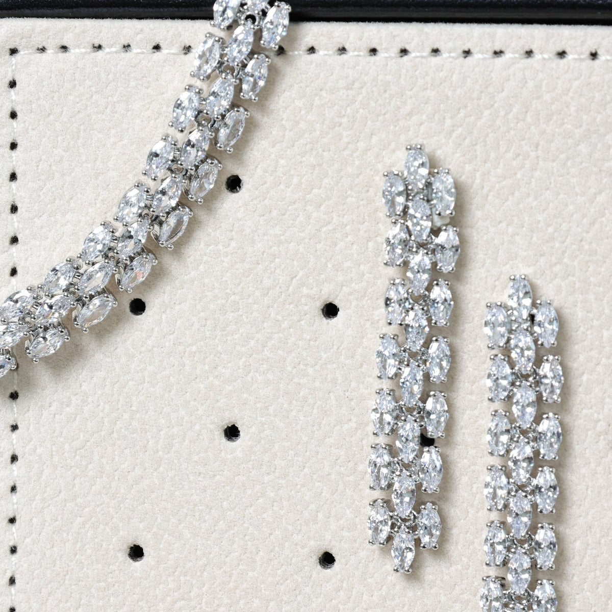 Jon Richard Rhodium Plated and Cubic Zirconia Navette Bracelet