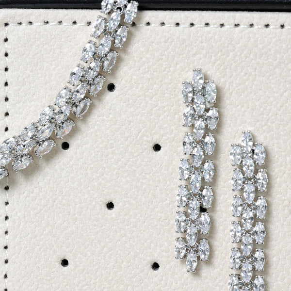 Jon Richard Rhodium Plated and Cubic Zirconia Navette Bracelet
