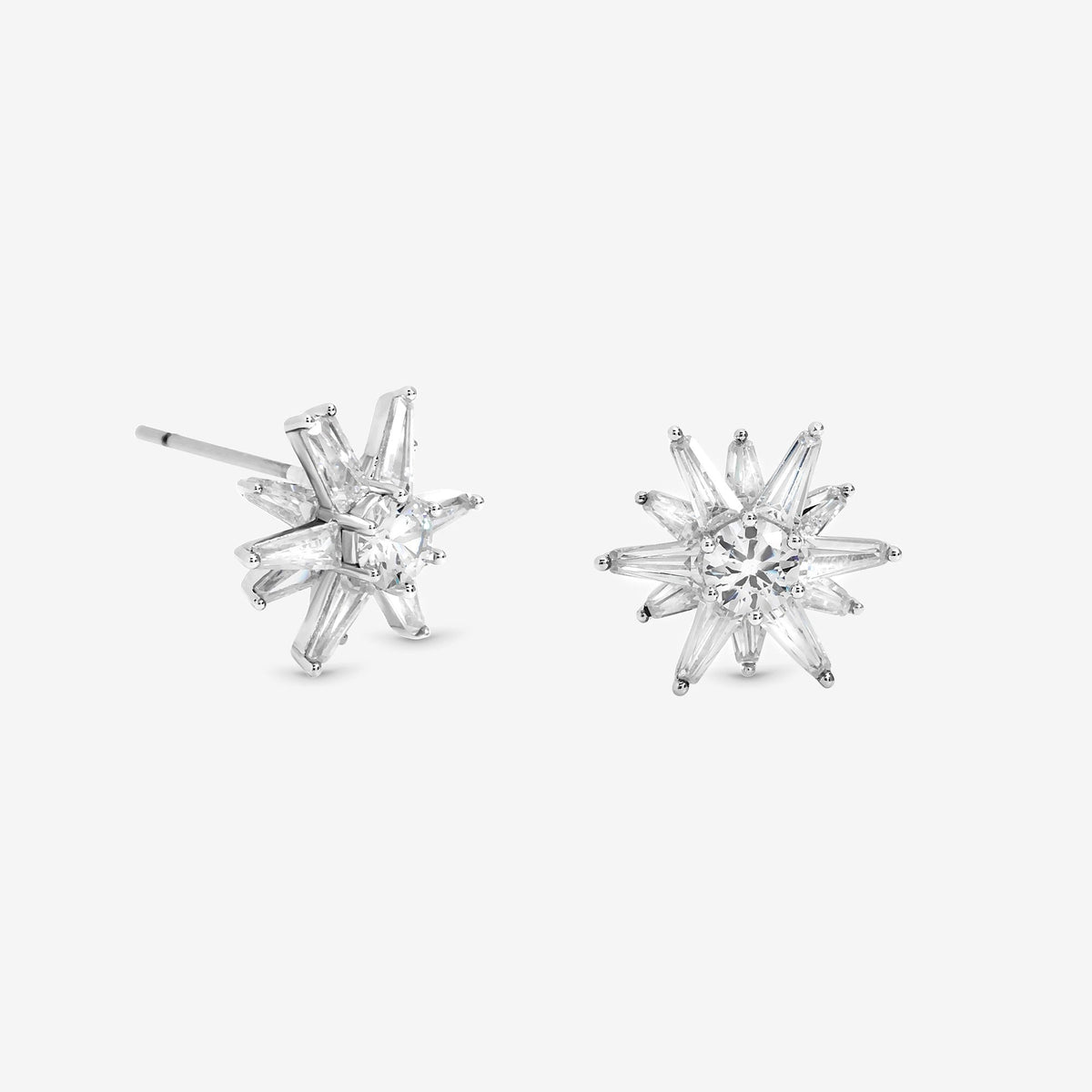 Jon Richard Silver Plated Cubic Zirconia Celestial Star Stud Earrings