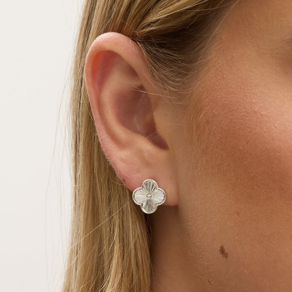 Jon Richard Silver Plated Diamond Cut Clover Earrings