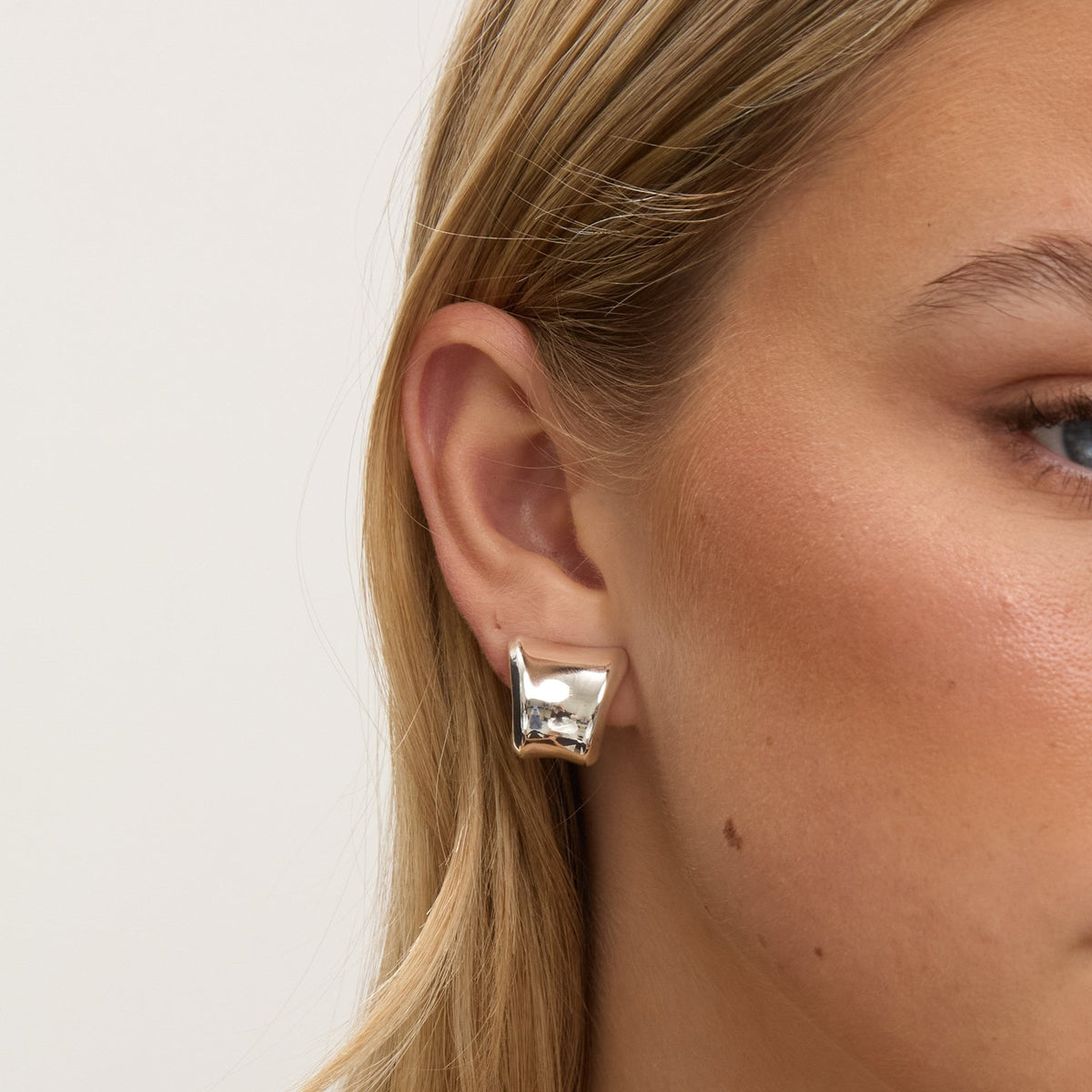 Jon Richard Silver Plated Polished Curved Clip Earrings