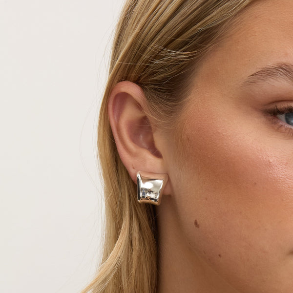 Jon Richard Silver Plated Polished Curved Clip Earrings