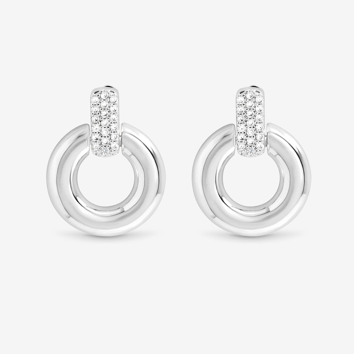 Jon Richard Silver Plated and Pave Door Knocker Earrings