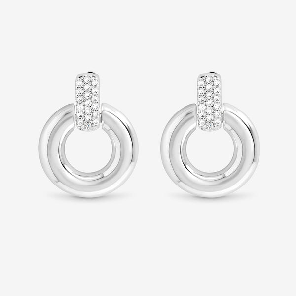 Jon Richard Silver Plated and Pave Door Knocker Earrings
