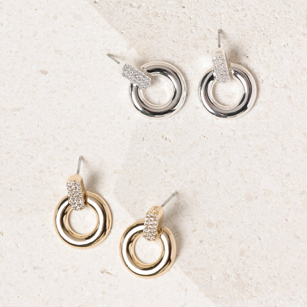Jon Richard Silver Plated and Pave Door Knocker Earrings