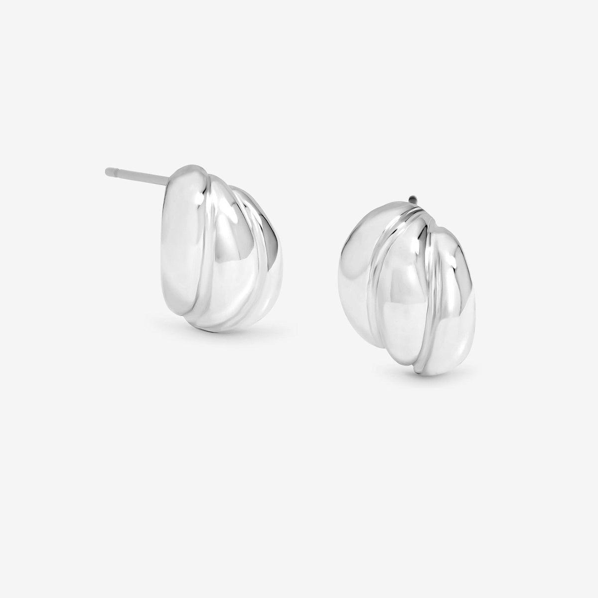 Jon Richard Silver Plated Mini Ribbed Stud Earrings