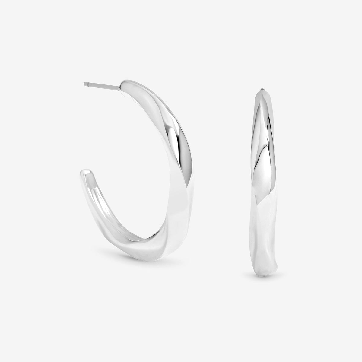 Jon Richard Silver Plated Polished Twist Hoop Earrings
