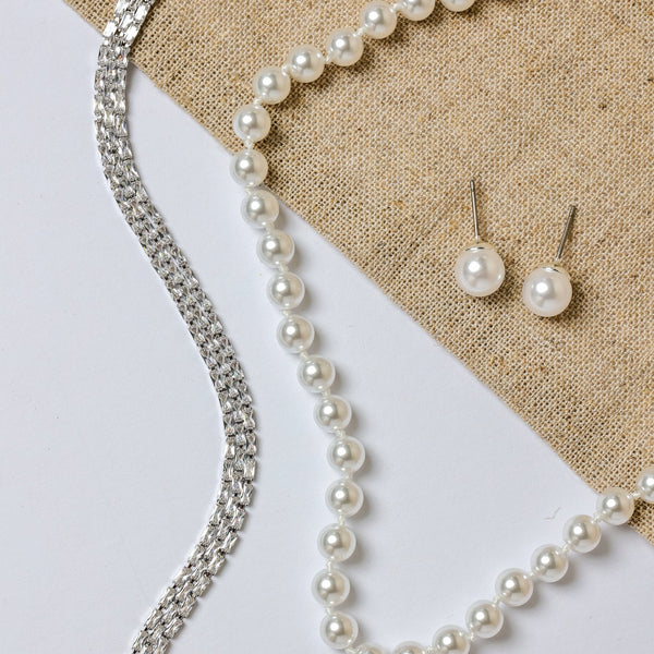 Jon Richard Silver Plated 6mm Knotted Pearl Necklace