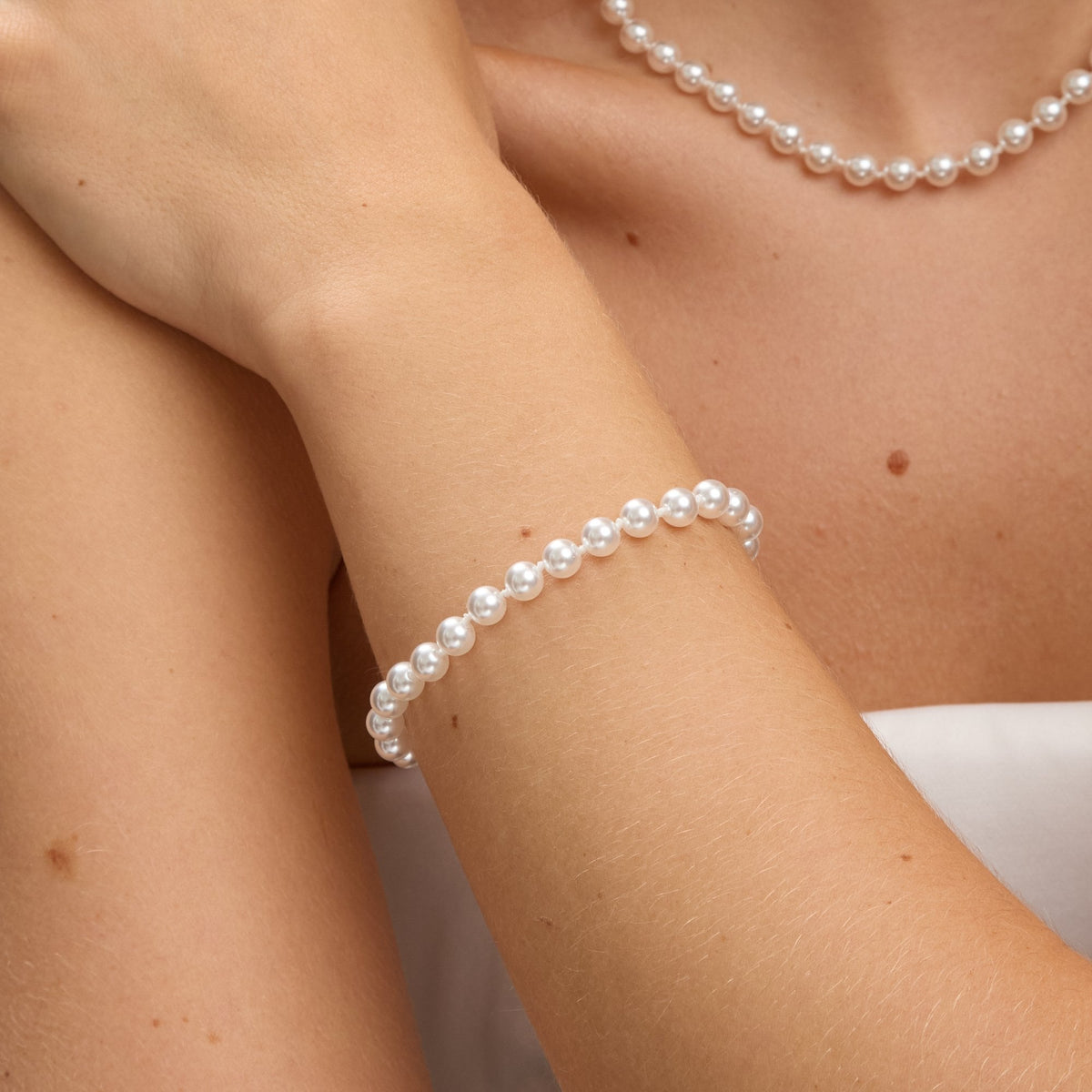Jon Richard Silver Plated 6mm Knotted Pearl Bracelet