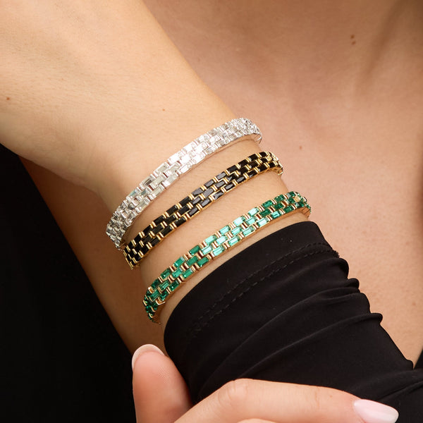 Jon Richard Silver Plated and Crystal Chain Stretch Bracelet