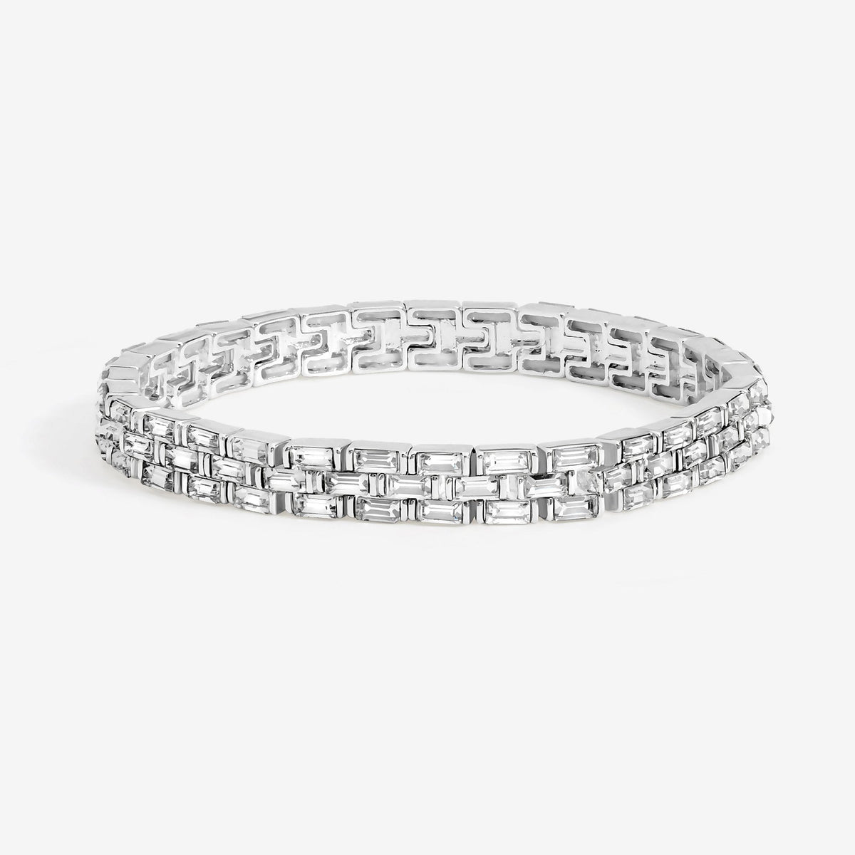 Jon Richard Silver Plated and Crystal Chain Stretch Bracelet