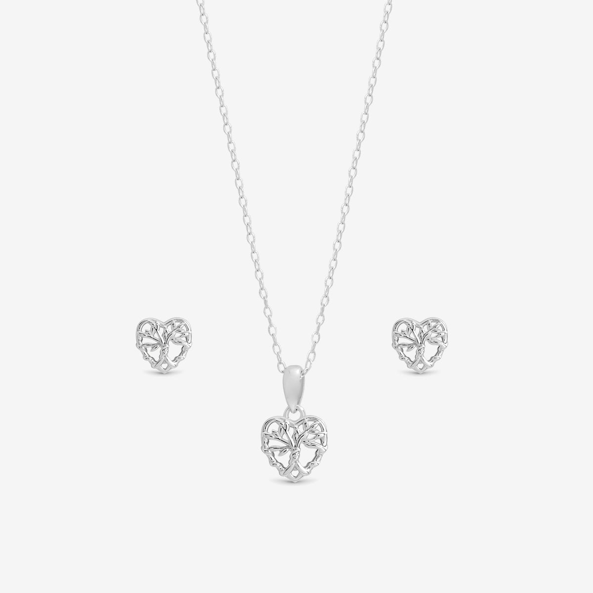 Simply Silver Sterling Silver 925 Polished Tree of Love Set - Gift Boxed