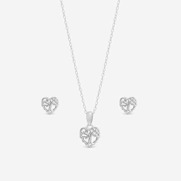 Simply Silver Sterling Silver 925 Polished Tree of Love Set - Gift Boxed