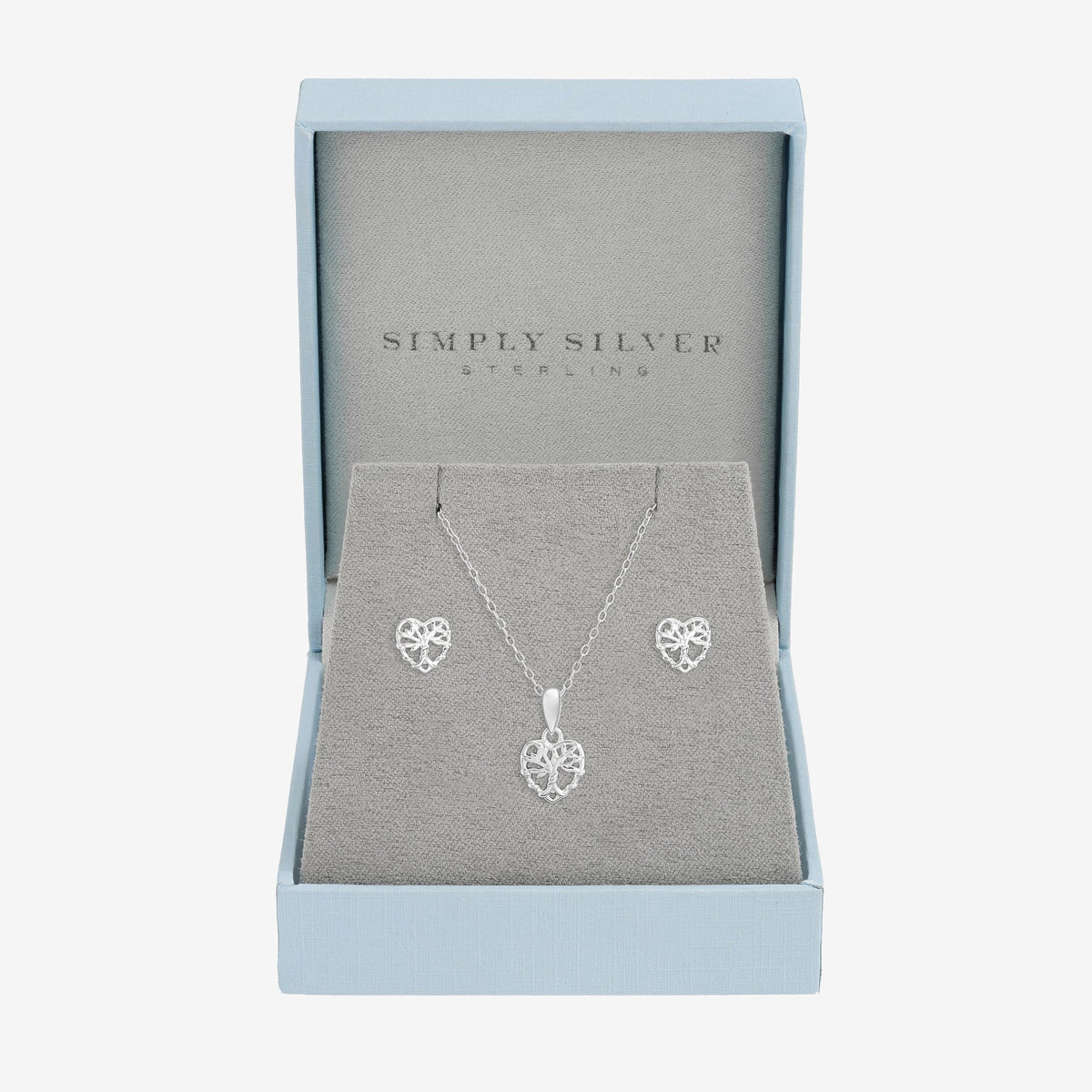 Simply Silver Sterling Silver 925 Polished Tree of Love Set - Gift Boxed