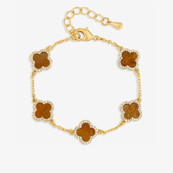 Jon Richard Gold Plated Tigers Eye Clover Bracelet