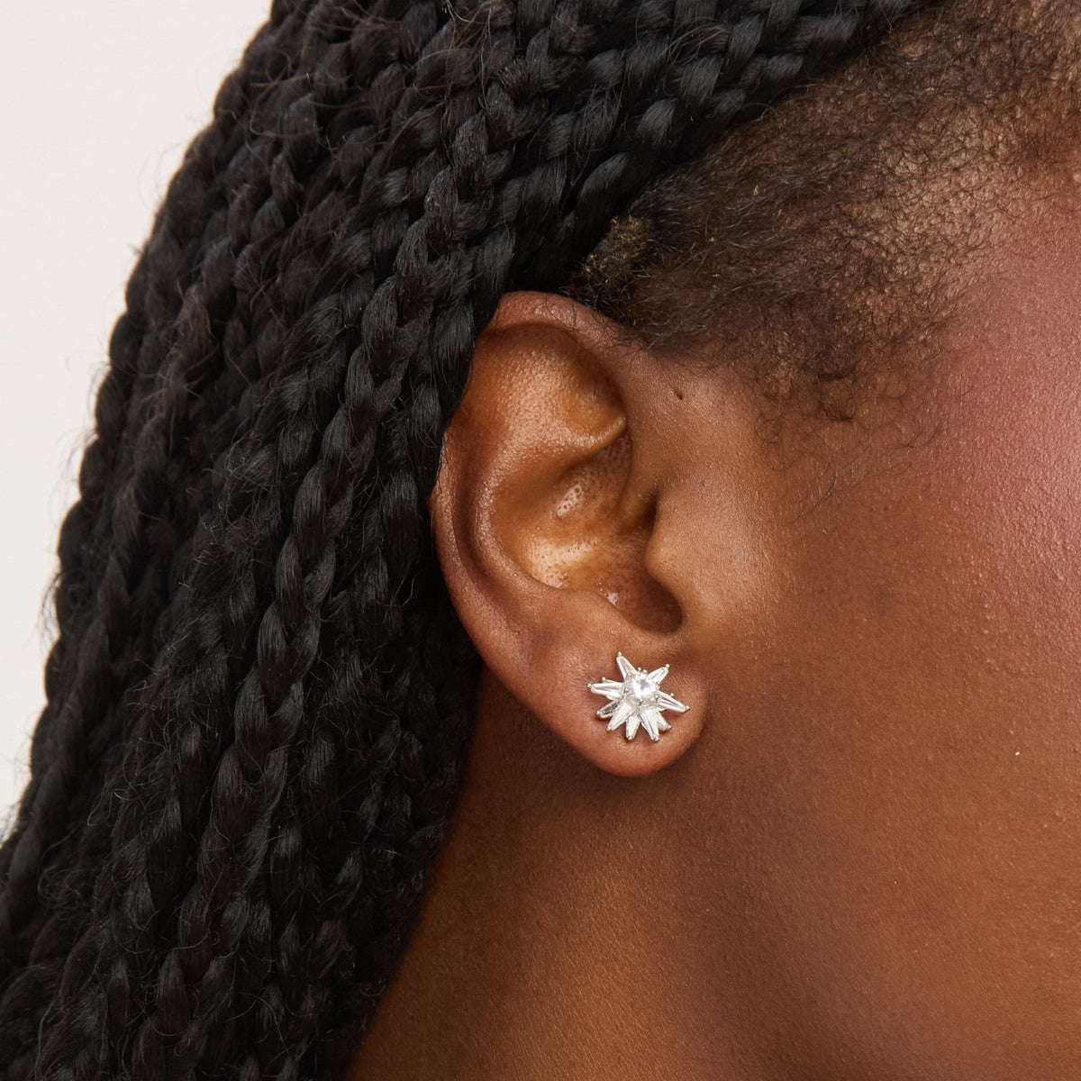 Jon Richard Silver Plated Cubic Zirconia Celestial Star Stud Earrings