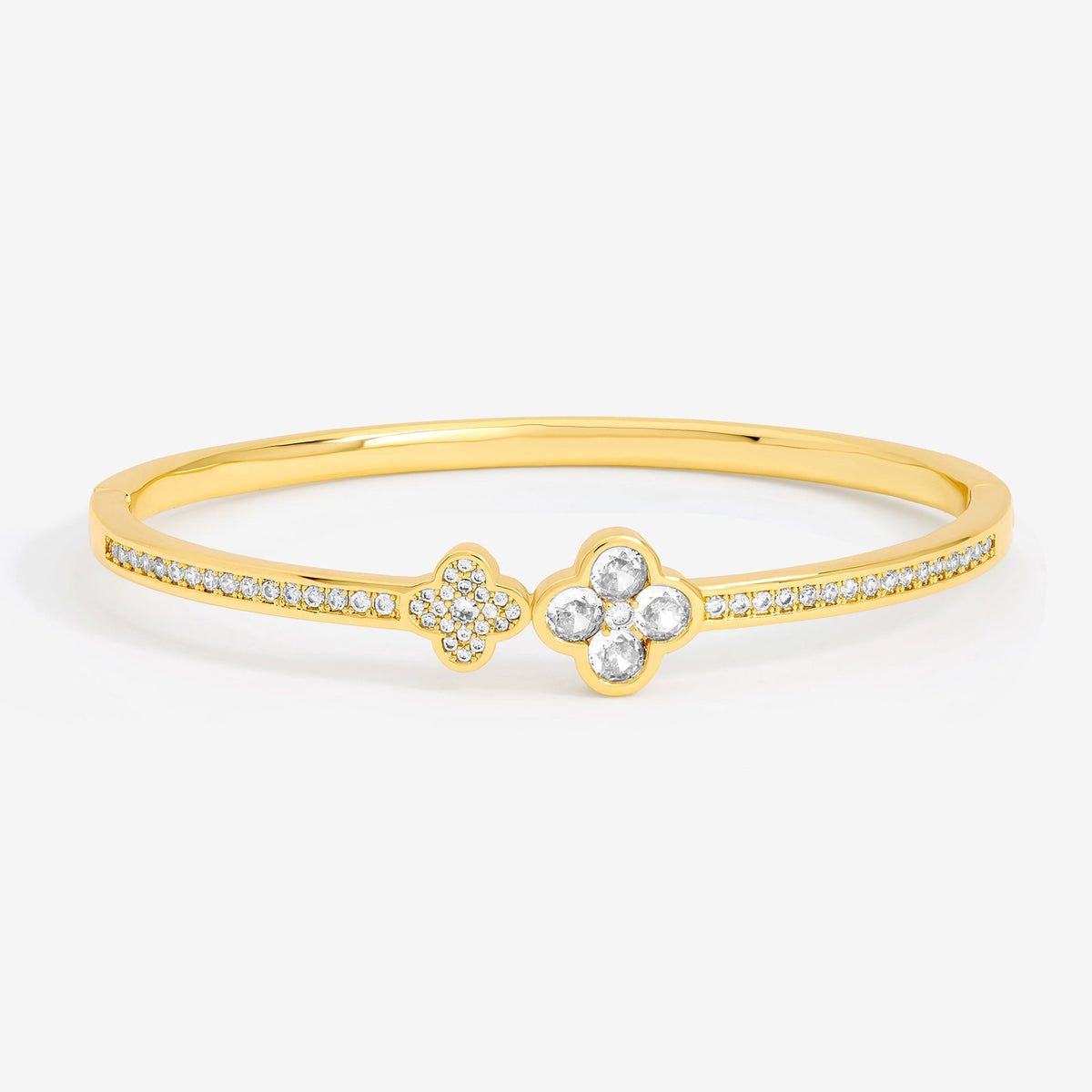 Jon Richard Gold Plated and Pave Clover Bangle