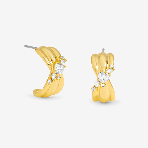 Jon Richard Gold Plated and Crystal Half Hoop Earrings