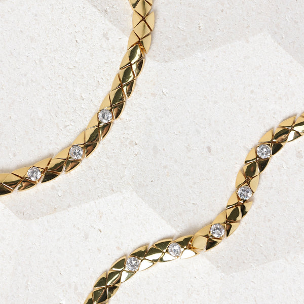 Jon Richard 18ct Gold Plated and Crystal Flat Chain Bracelet