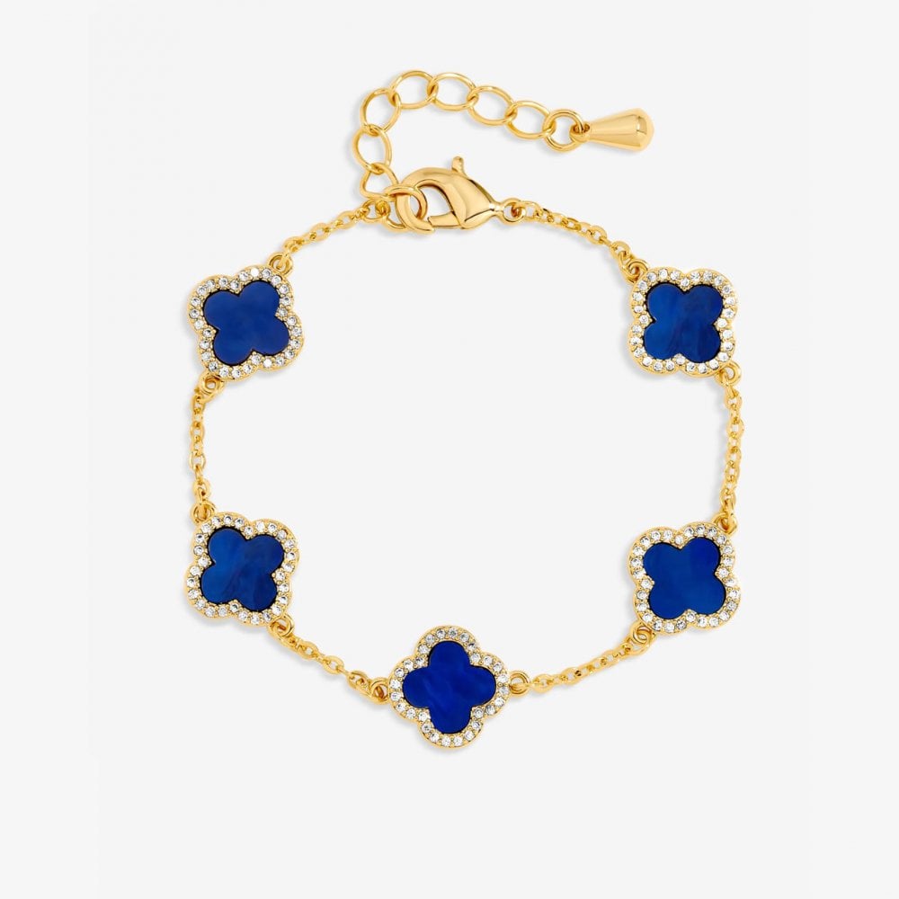 Jon Richard Gold Plated Lapis Clover Bracelet