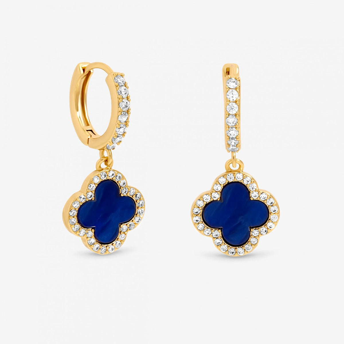 Jon Richard Gold Plated and Lapis Clover Huggie Earrings