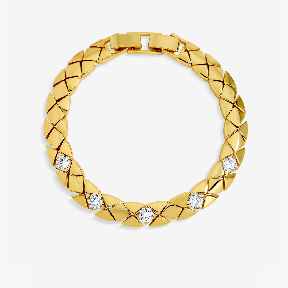 Jon Richard 18ct Gold Plated and Crystal Flat Chain Bracelet