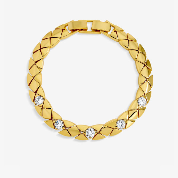 Jon Richard 18ct Gold Plated and Crystal Flat Chain Bracelet