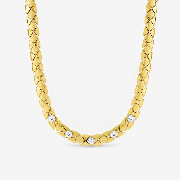 Jon Richard 18ct Gold Plated and Crystal Flat Chain Necklace