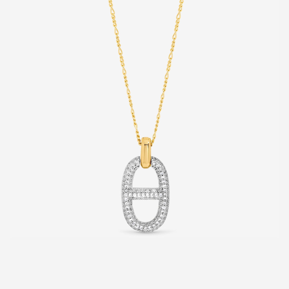 Jon Richard 18ct Gold Plated Two Tone Pave Link Necklace