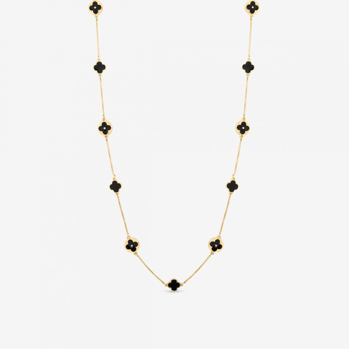 Mood Gold & Jet Long Clover Necklace