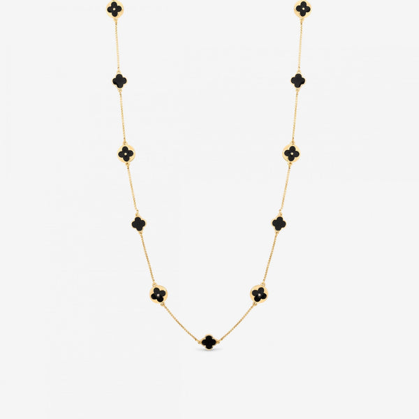 Mood Gold & Jet Long Clover Necklace