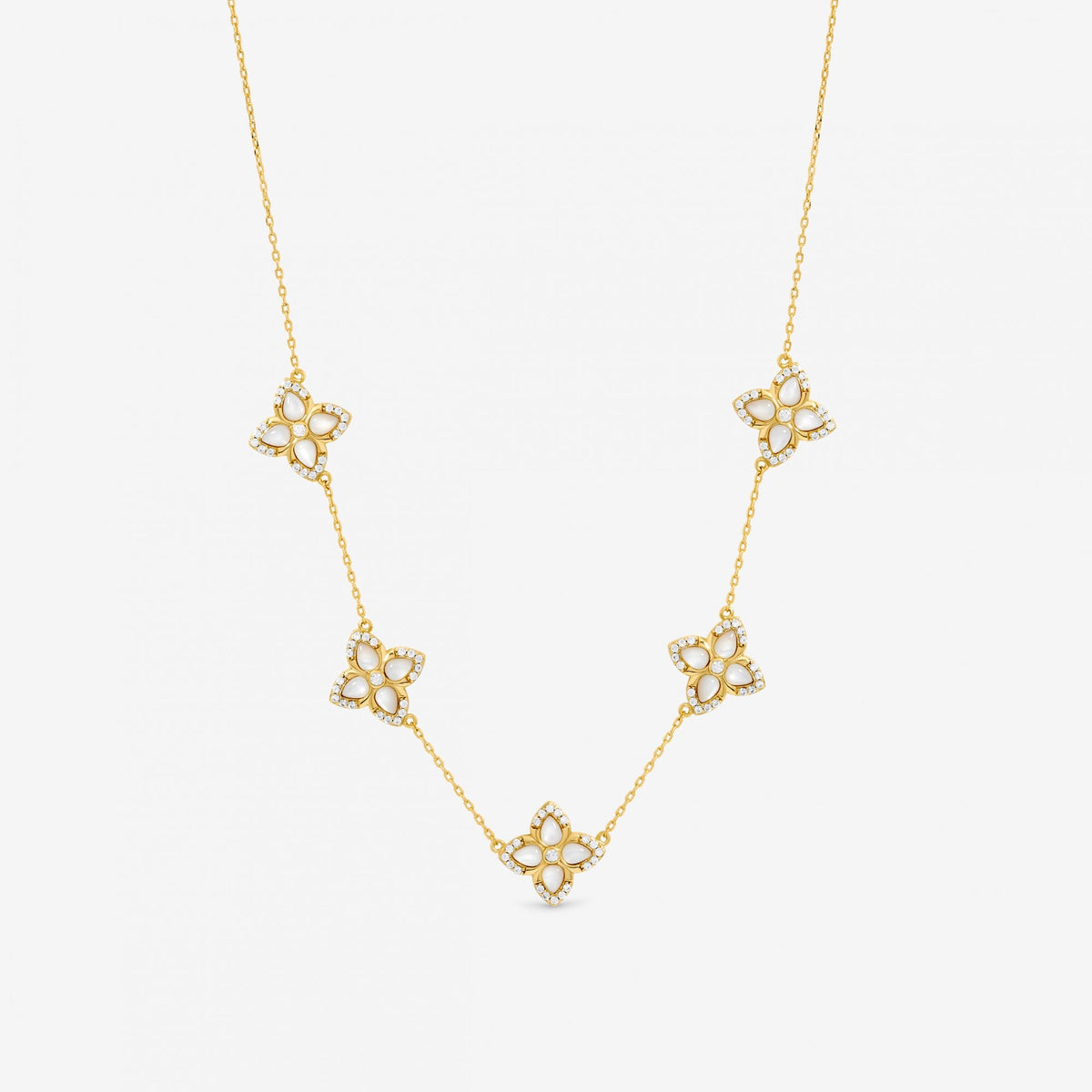 Jon Richard 14ct Gold Plated and Mother of Pearl Clover Necklace